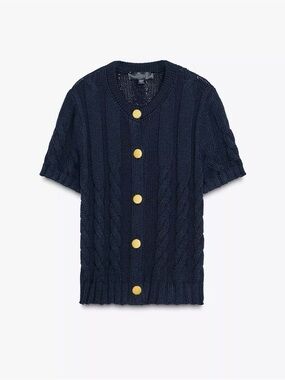 Zara CONTRAST BUTTON KNIT JACKET